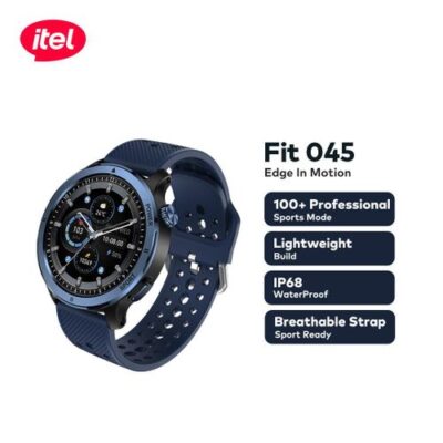 itel Smart watch Fit O45 Metallic Bezel 1.39” Ultra Clear HD Display Sports IP68 Waterproof Breathable Strap – Midnight Blue