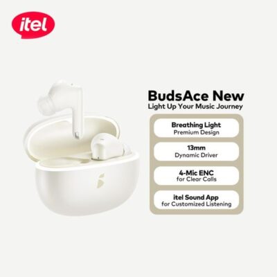 itel BudsAce New Earbud Breathing Light Premium Design 13mm Dynamic Driver 4-Mic ENC for Clear Calls IEW-63