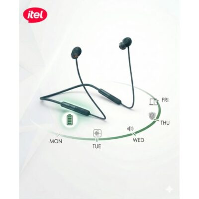 itel N63 Wireless Neckband Headphones – 35-Hour Long Battery, ENC Clear Voice Calls, 10mm Extra Bass Driver, IPX4 Sweatproof – Type-C Fast Charging