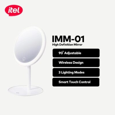 itel Led Makeup Mirror Rechargeable Round Design 3 Level Brightness IMM-01