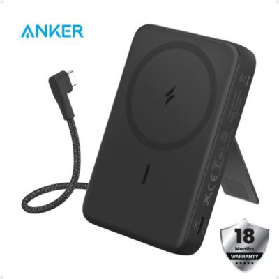 Anker Zolo Magnetic 10,000mAh Power Bank, 30W Fast Charging, Built-in USB-C Cable, Adjustable Stand for iPhone 17/16