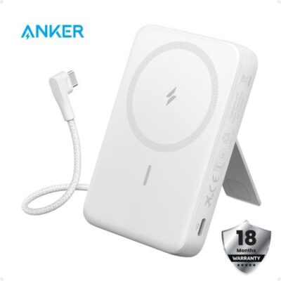 Anker Zolo Magnetic 10,000mAh Power Bank, 30W Fast Charging, Built-in USB-C Cable, Adjustable Stand for iPhone 17/16