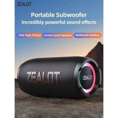 Zealot S76 High Power Bluetooth Speaker 50W With RGB Light -Black